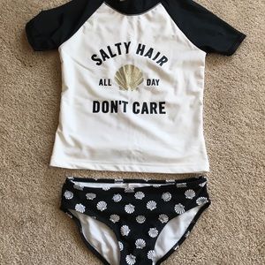 Girls rash guard with matching bottoms